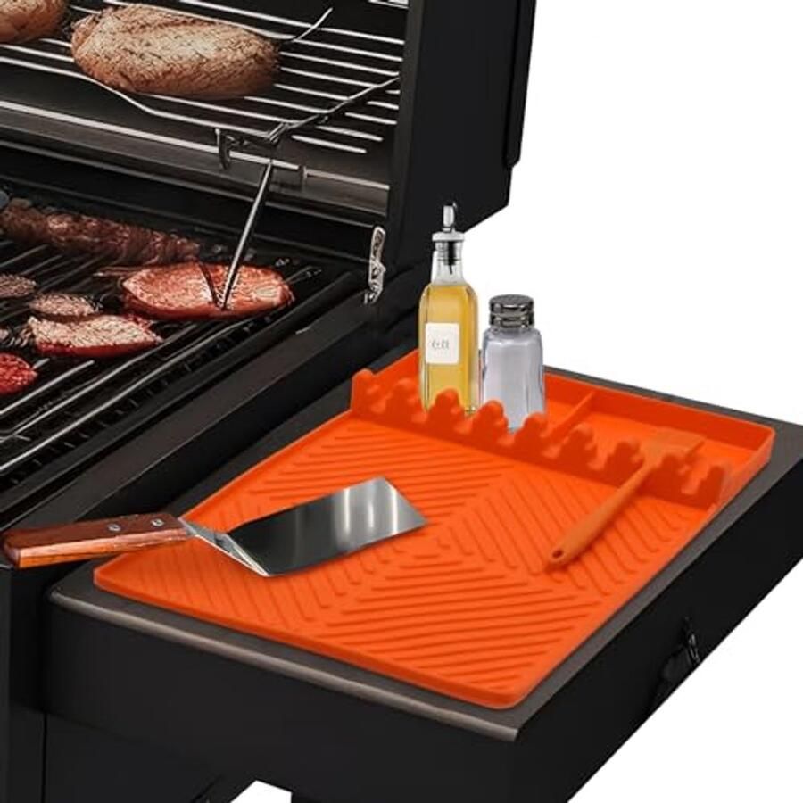 Siliconen grillmat voor gasgrill en kookplaten multifunctionele spatelmat en opberghouder