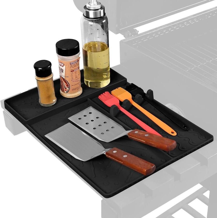 Siliconen grillrekmat – bakplaat van voedingskwaliteit antislip hittebestendig oppervlak Herbruikbare drie-groef druppelafvoer ontwerp BBQ-aanrecht gereedschapsmat voor buitenkeuken