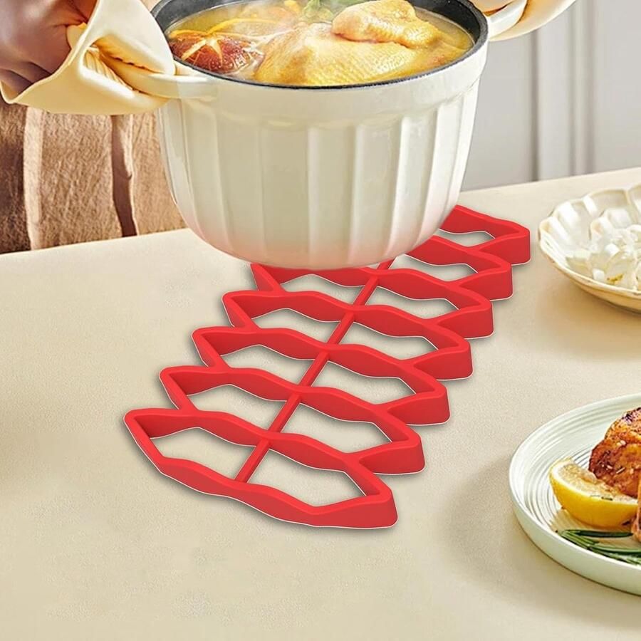 Siliconen Grillrooster Anti-aanbakmat Gelijkmatig Grillen Hoge Temperatuur Bestendig 233 x 156 cm Rood