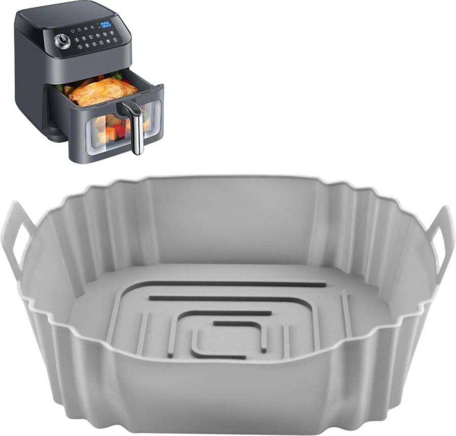 Siliconen heteluchtfriteuse vorm liners herbruikbaar vierkante Airfryer bakpapier vervanger Grijs 3-4.75L Airfryer Bakpapier