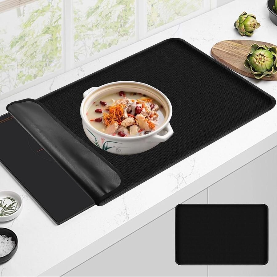 Siliconen inductiekookplaatbeschermmat 52 x 80 cm hittebestendig tot 300 °C krasbestendig en isolerend ideaal voor inductiekookplaten en keukenaccessoires