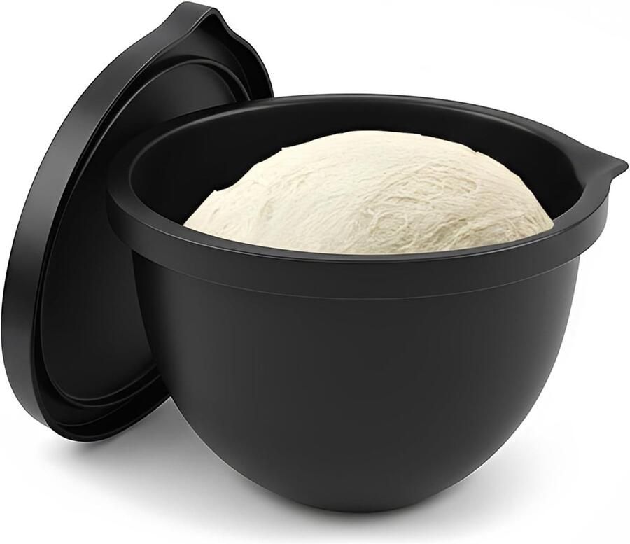 Siliconen Inzet voor Keukenmixers 4.8 L 5 Qt met Deksel Versterkte Zwarte Siliconen 24 × 24 × 19 cm Ideaal voor Mixen Voorbereiden en Opslaan