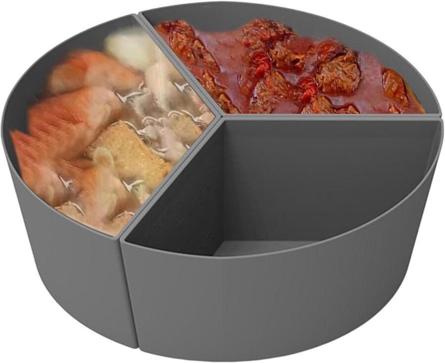 Siliconen Inzetstukken Slowcooker Kookinzetstuk Scheider Meerdere Maaltijden Koken Voedselveilig Silicone Materiaal 13.3B x 9.4H cm Grijs