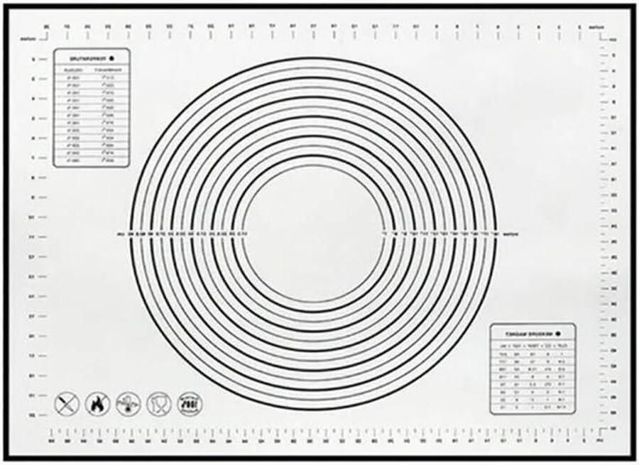 Siliconen Kneedmat Bakmat Deeg Bakken en Koken Anti-aanbak Oppervlak 40x30cm Zwart