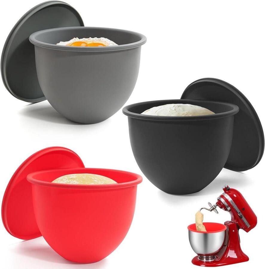 Siliconen Kom Voering Mixer Kom Deksel Keuken Mixer Gebruik Voedselveilig Hittebestendig 5 Quart Zwart Rood Grijs