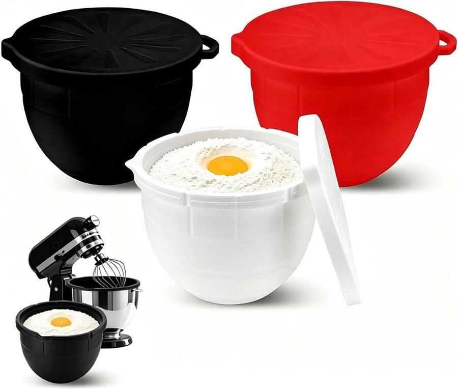Siliconen Kominzetstuk Mixer Kom Liner Keuken Voorbereiding Voedselveilige Siliconen 5 Qt Rood Zwart Wit - Foto 1