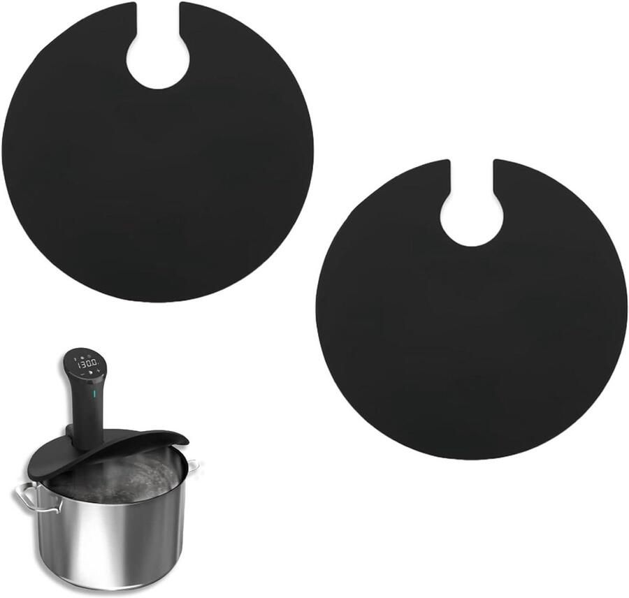 Siliconen Kookdeksels Precisie Kookdeksels Sous Vide Koken Hittebestendig tot 400F Past tot 10.5 Zwart
