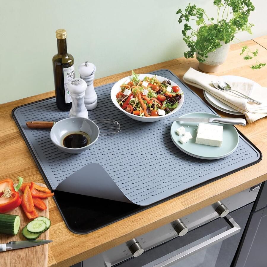 Siliconen Kookplaat Beschermer Werkblad Mat Koken en Bakken Hittebestendig tot 200°C 70x50 cm Zwart