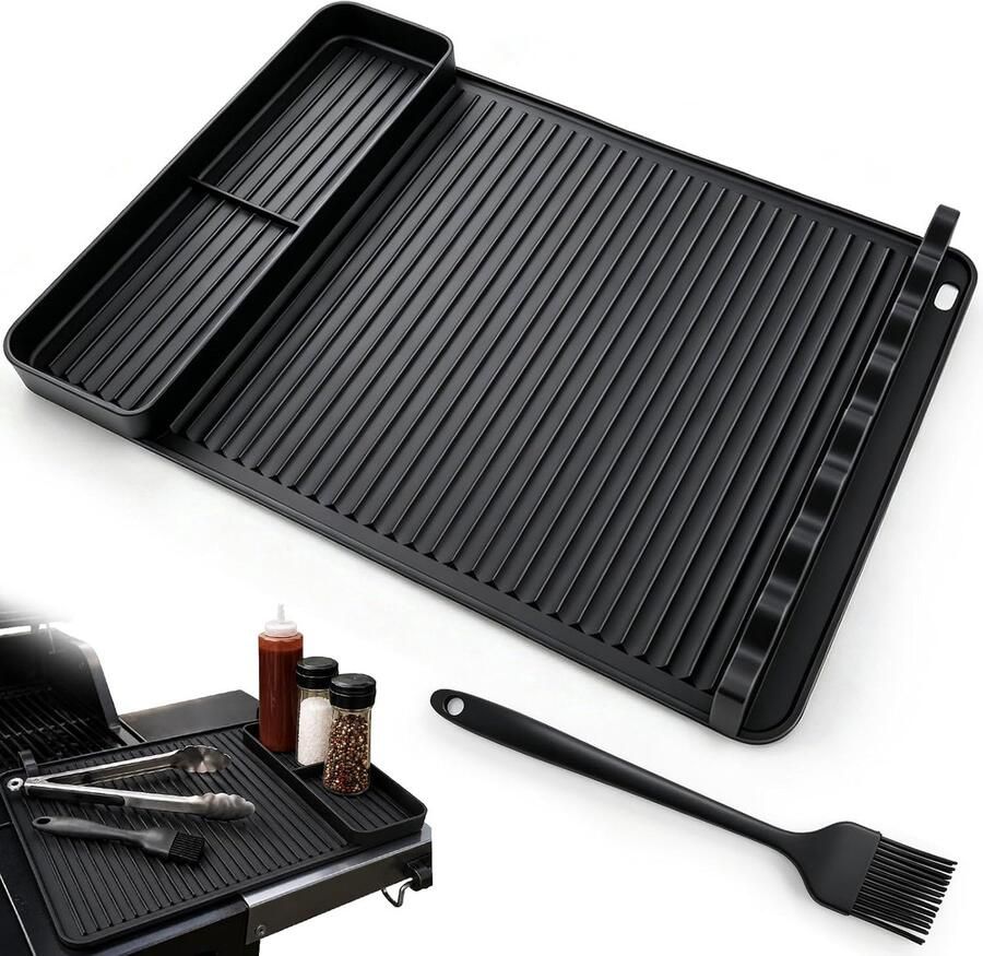 Siliconen Legmat Grill Onderlegger Keuken Organiseren Hittebestendig Antislip 40 x 30 cm Zwart