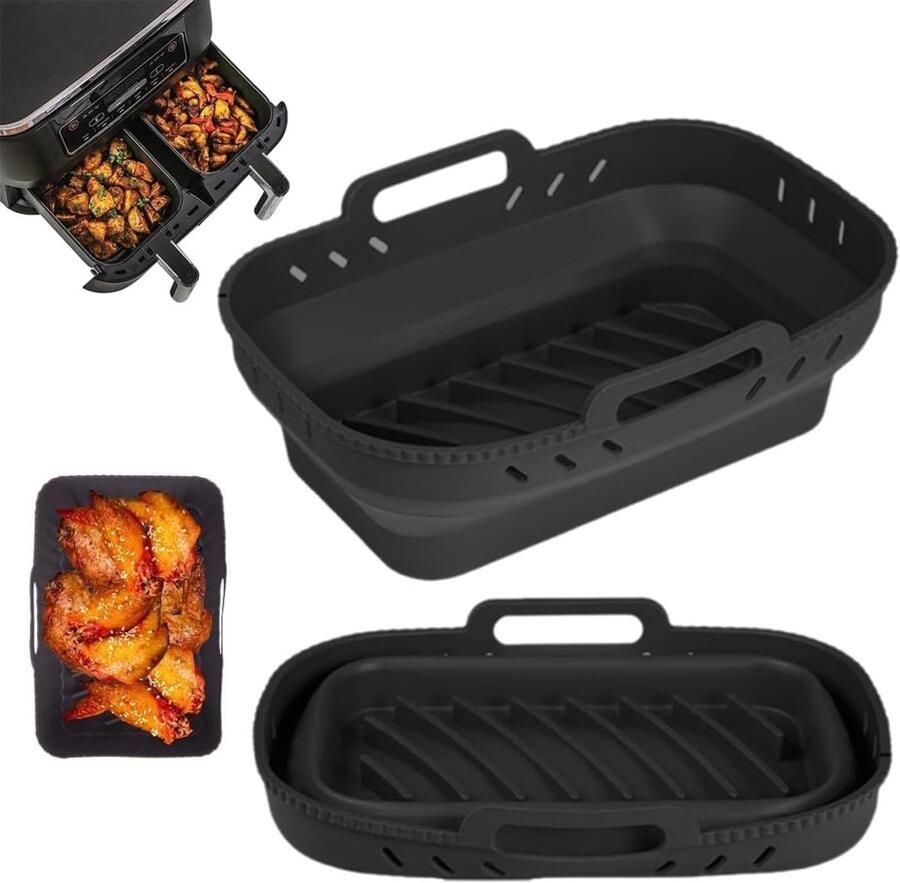 Siliconen Luchtfriteuse Airfryer Bakvorm Gezond Koken Opvouwbaar Design 20cm Vierkant