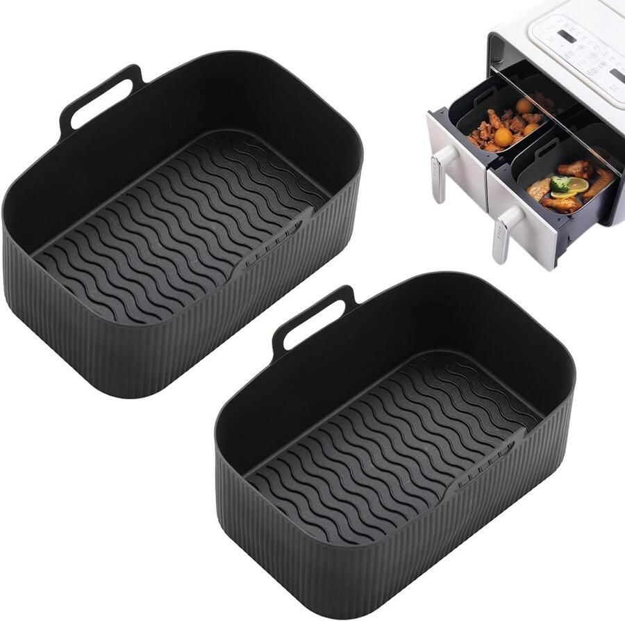 Siliconen Luchtfriteuse Bakvorm Pan Keuken Oven Herbruikbaar Hittebestendig 20x7cm Zwart