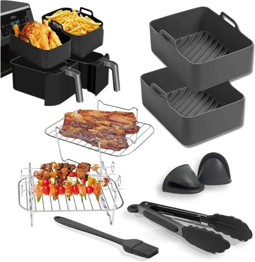 Siliconen luchtfriteuse voering Dubbele capaciteit Compatibel met Ninja Air Fryer 400uk Accessoires voor Ninja Foodi 9.5l airfryer accessoires