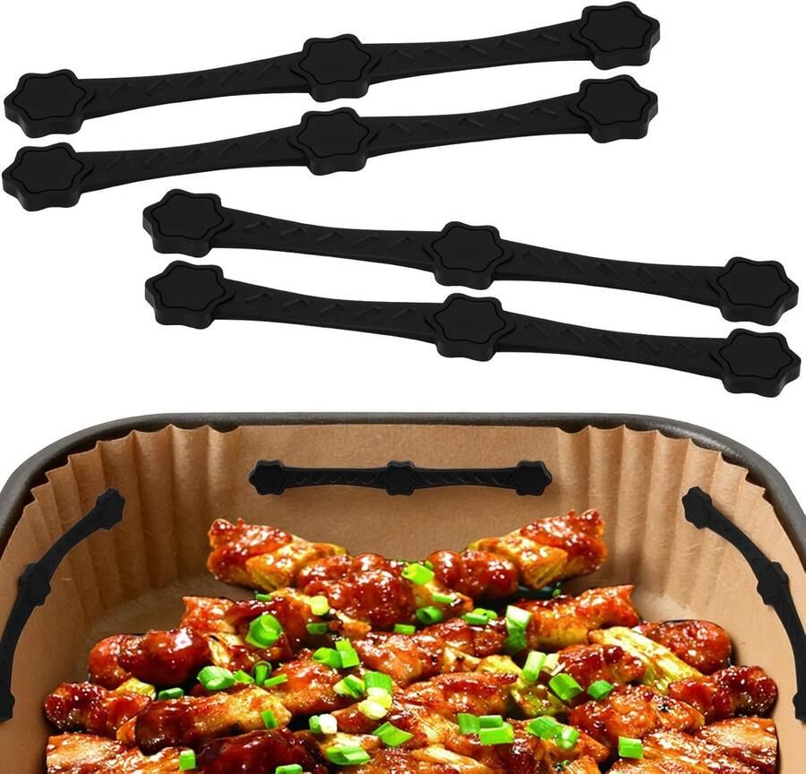 Siliconen Magneten Airfryer Clips Bakpapier Bevestigen Hittebestendig Siliconen 125 cm Lengte Zwart