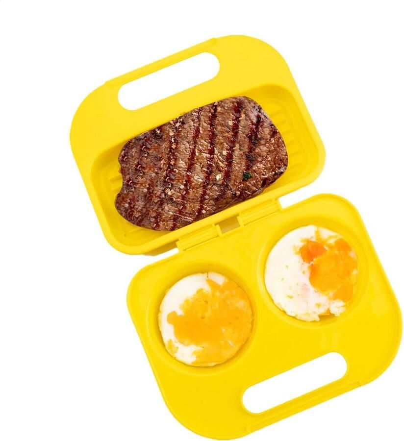 Siliconen Magnetron Omeletmaker met 2 Holtes Anti‑aanbak Eierpocher Vorm Snelle Omelet‑ en Gestoomde Eieren Maker Praktisch Keukenhulpje voor het Ontbijt