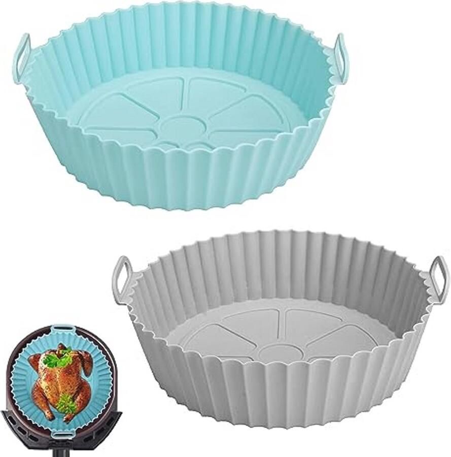 Siliconen Mallen voor Airfryer 2 Stuks – Herbruikbare Bakpapier voor Ronde Mand