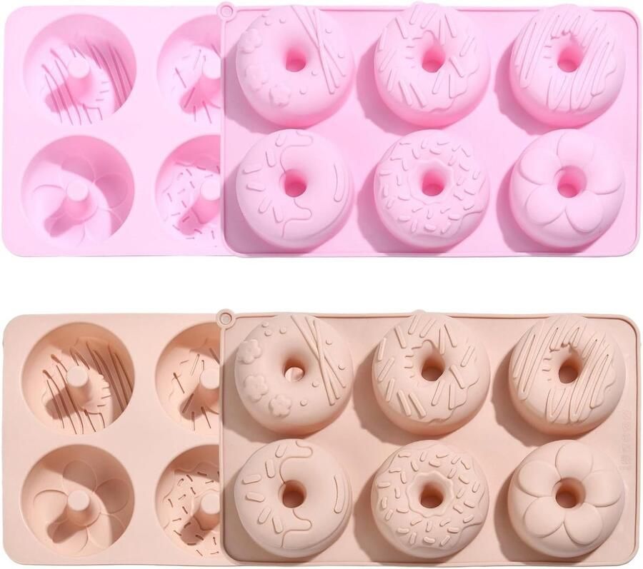 Siliconen Mallen voor Donuts 2 Stuks 6 Cavity Mallen voor Chocolade Jelly en Cake Decoratie Perfect voor Desserts en Bakken