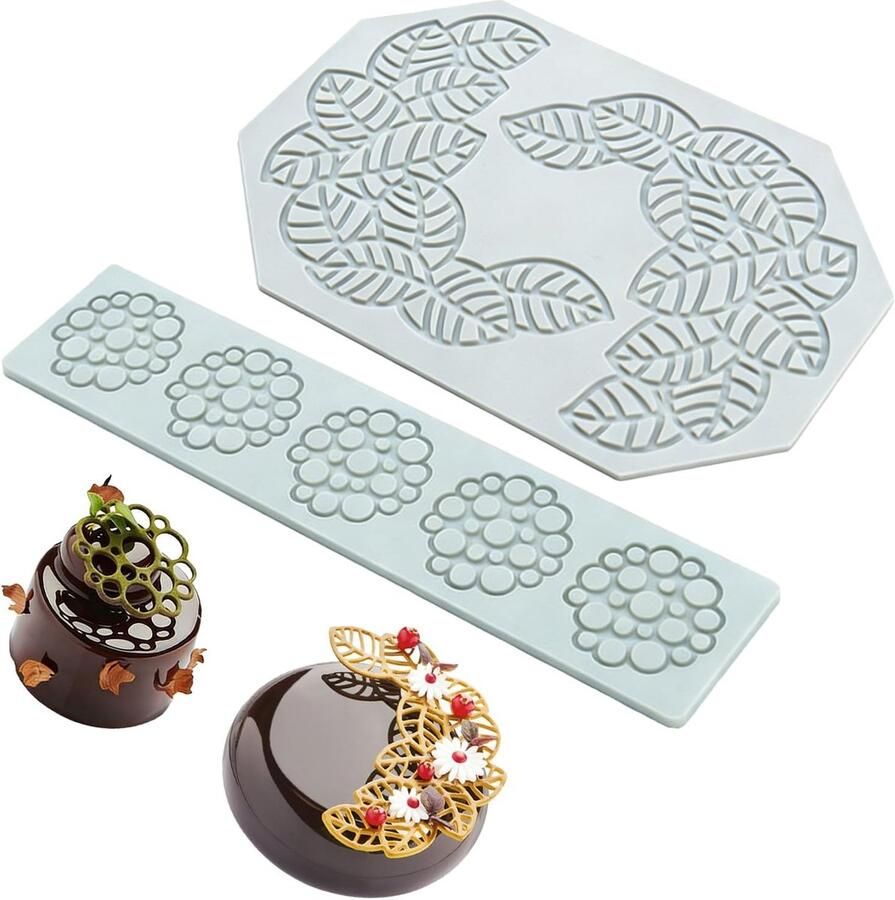 Siliconen Mallen voor Honingraatvormige Cake en Chocolade Inclusief Handvat en Embossingmat voor DIY Bakprojecten en Dessertdecoratie