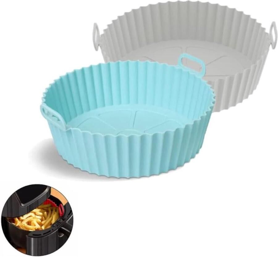 Siliconen mand 16 cm luchtfriteuse herbruikbare pan voor airfryer oven en magnetron accessoires blauw grijs airfryer accessoires
