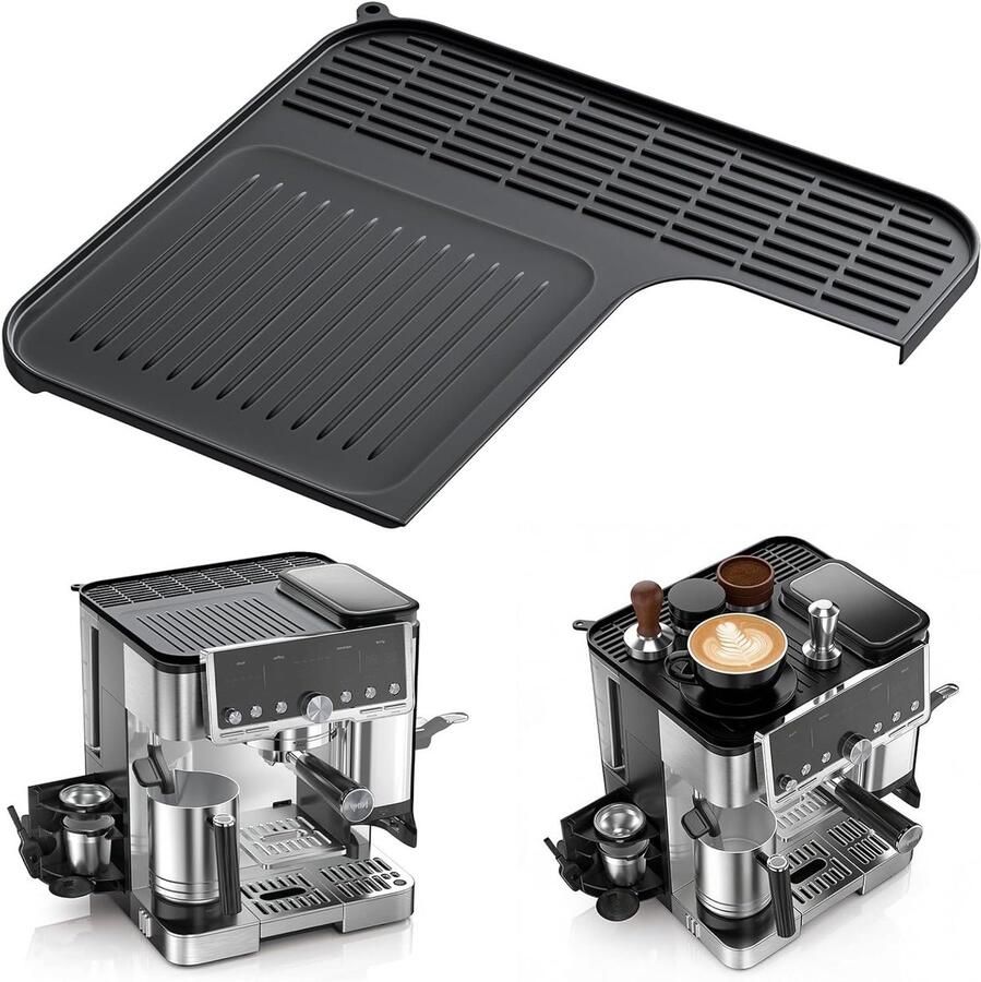 Siliconen Mat voor Espresso Machine Accessoires voor Koffie Bescherming Antislip Warmtebestendig en Waterdicht (Zwart)