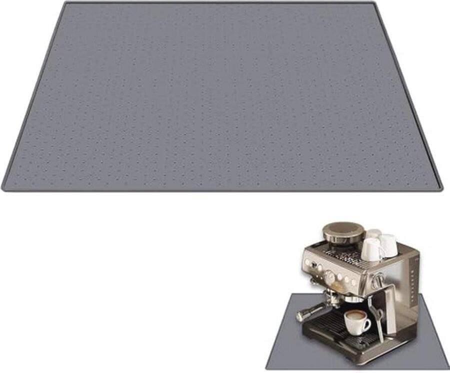 Siliconen mat voor koffiezetapparaat Onderlegger voor koffiemachine Grijs 48 x 30 cm