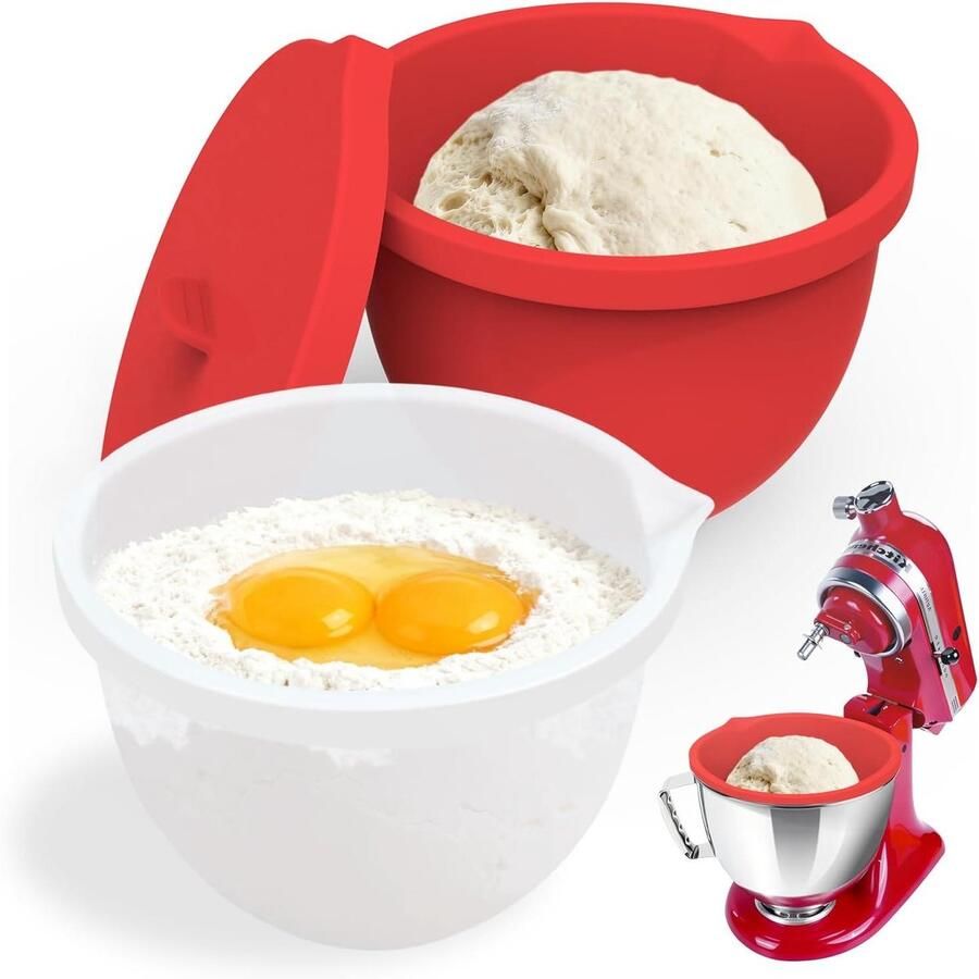 Mengkom Deksel Set Keukenmachine Accessoires Bakken en Bereiden Voedselveilig Siliconen 45-5 Kwart Wit Rood