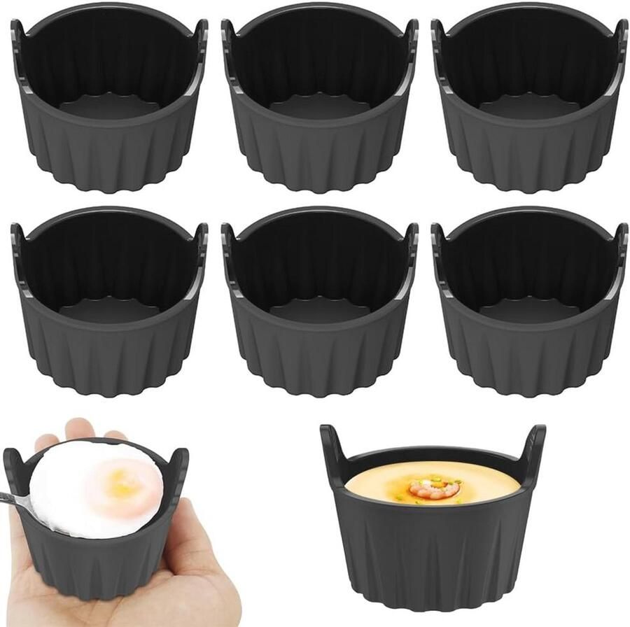 Siliconen Muffinvormen voor Airfryer 6 Herbruikbare Eierkokers voor Cupcakes en Pudding