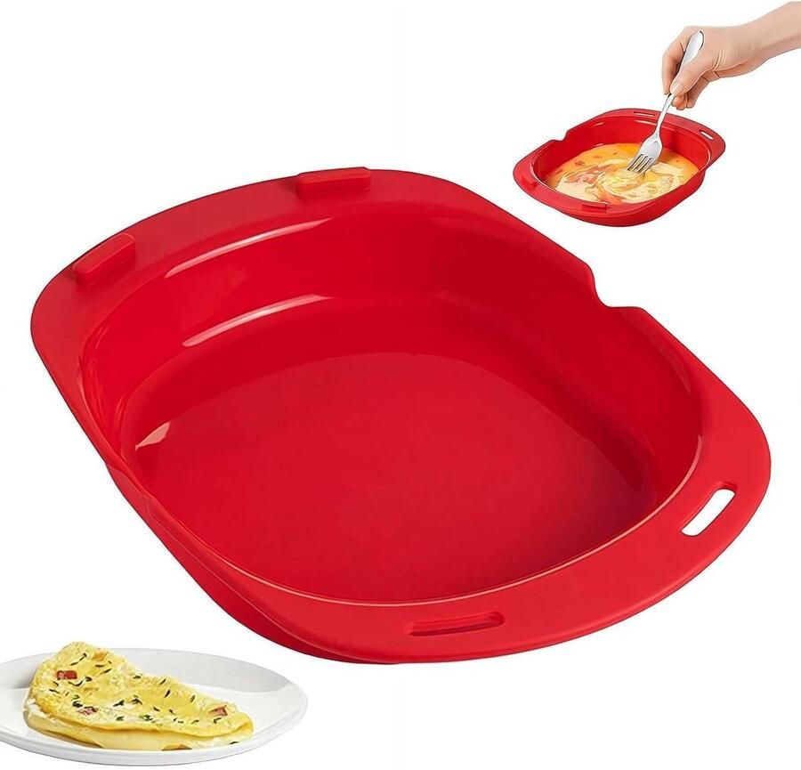 Siliconen Omelet Maker Magnetron Ei Pan Ontbijt Bereiden Opvouwbaar Ontwerp 243 cm x 199 cm Rood