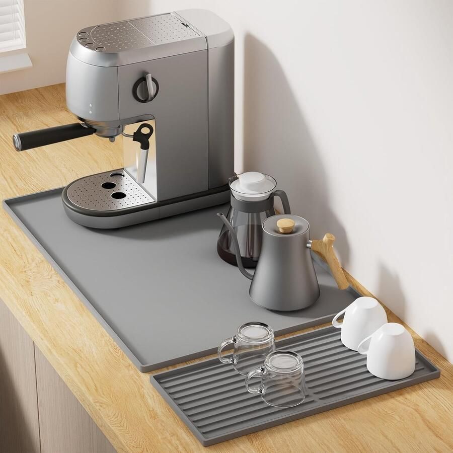 Siliconen Onderlegger voor Koffiemachine 61 x 40.5 cm Grote Koffiestation Mat Afneembare Droogmat en Accessoire Tray voor Koffiezetapparaat