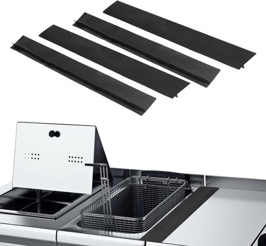Siliconen openingen voor fornuisgaten 4-pack spleetvuller voor het fornuis 61 cm hittebestendige ovenspleetvuller afdichtstrips voor kookplaatovens en aanrecht zwart