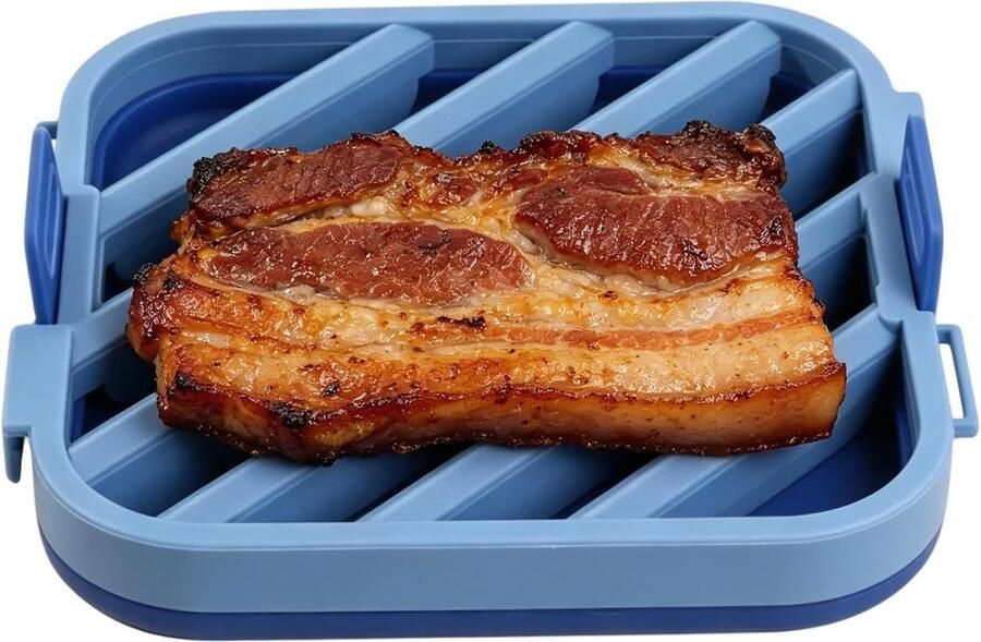 Siliconen Ovenrooster Airfryer Inzetstuk Braadrek Gelijkmatig Garen Geïntegreerde Vetafvoer 6.61 x 6.22 inch Zwart