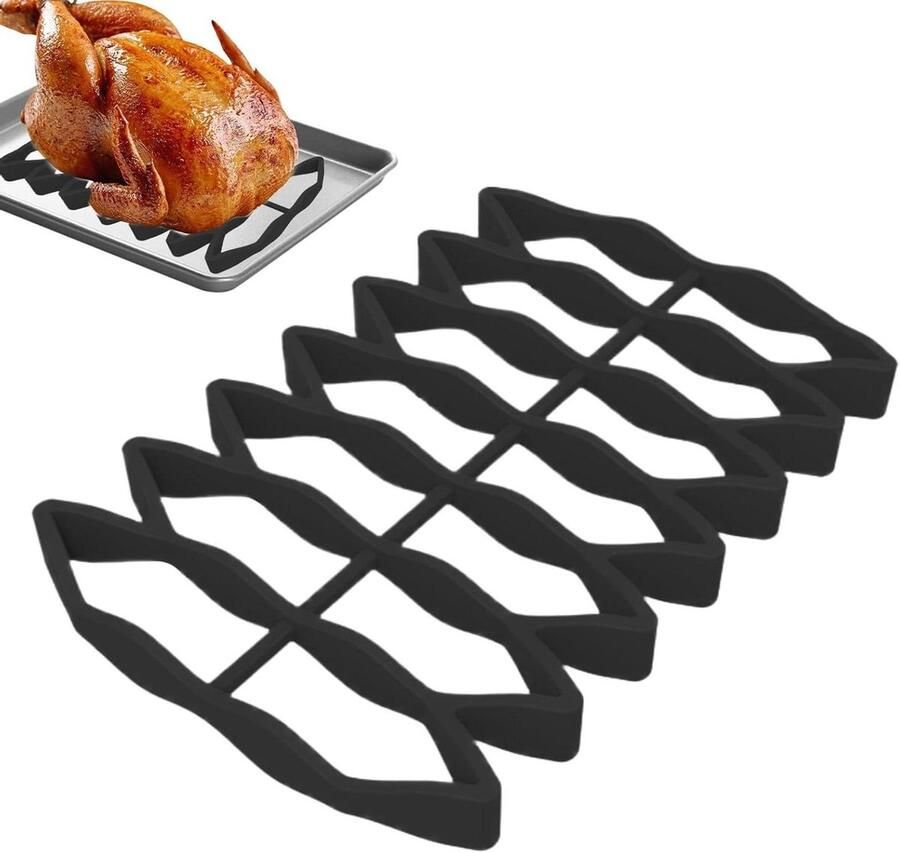 Siliconen Ovenrooster Braadrooster Grill Gelijkmatig Koken Verbeterde Luchtcirculatie 23 x 15.6 cm Zwart