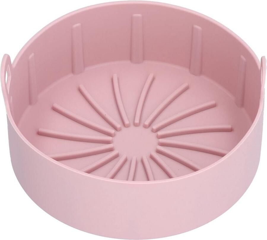 Siliconen Pan Airfryer Mand Bakken en Frituren Herbruikbaar en Vaatwasserbestendig 16cm Diameter Roze