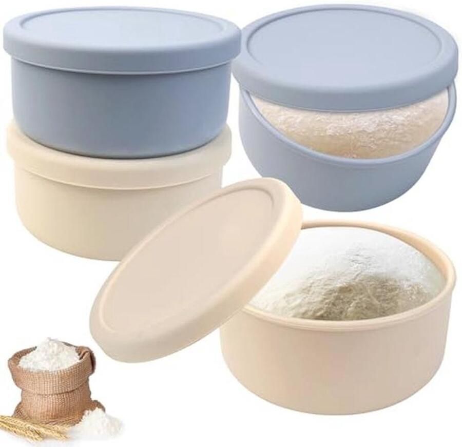 Siliconen Pizzadeeg Box Set van 4 Stuks – Ideaal Voor Gisting en Bewaring