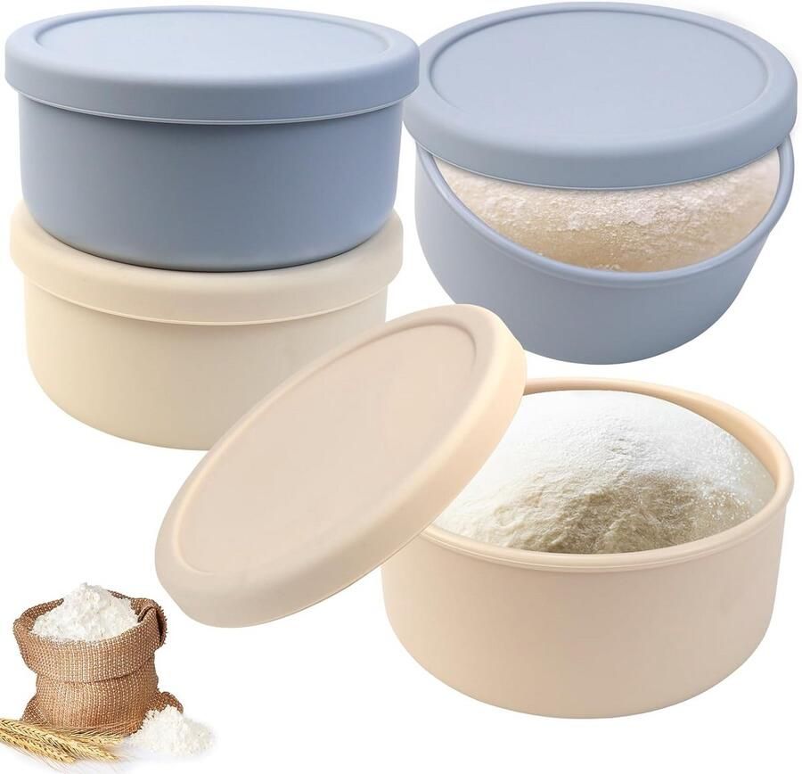 Siliconen Pizzadeeg Box Set van 4 Stuks – Ideaal Voor Gisting en Bewaring