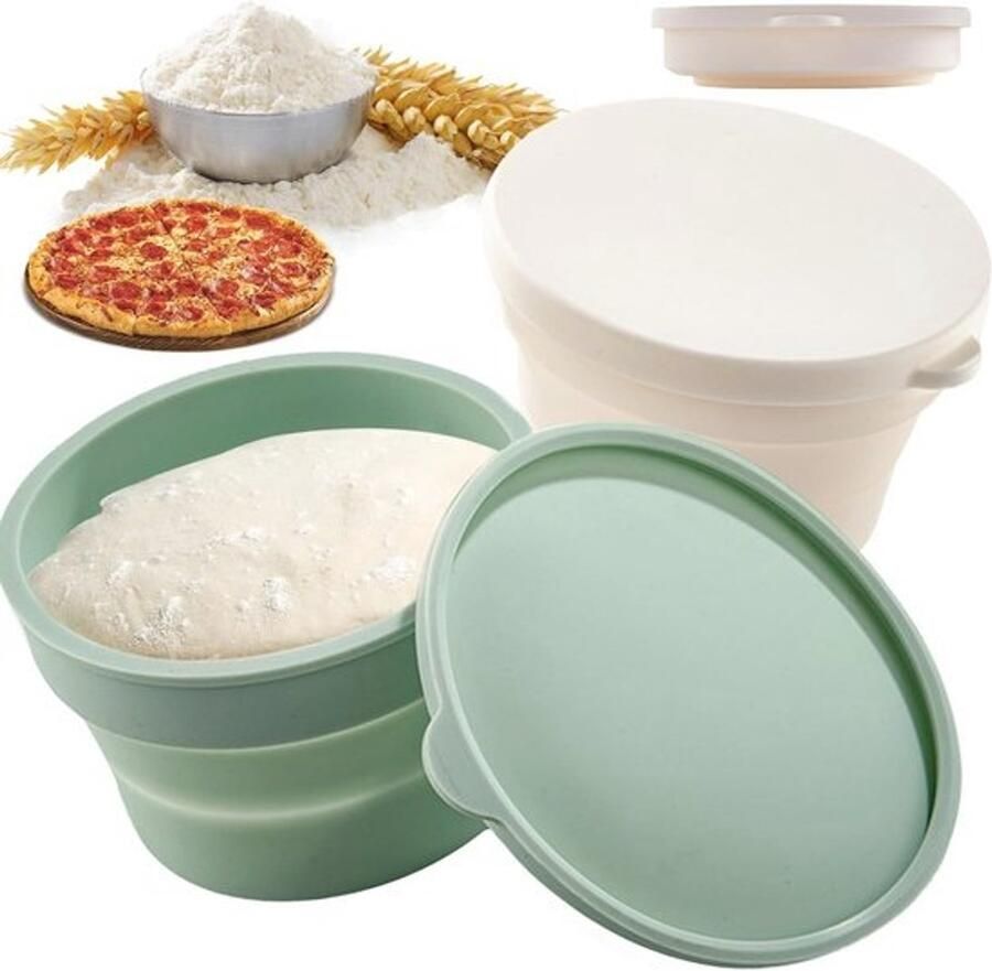 Siliconen pizzadeegbox set 2-delige opvouwbare antiaanbakbakjes voor pizzabollen