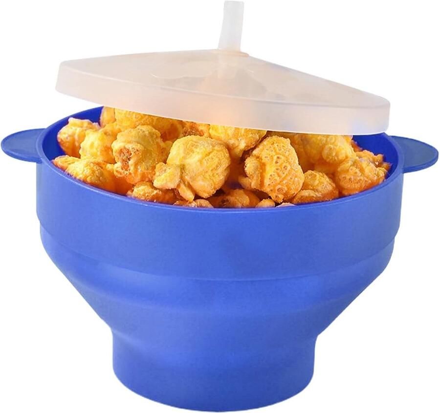 Siliconen Popcorn Bowl Magnetron Popcorn Maker Films Kijken Opvouwbaar Ontwerp 12.5 cm Diameter Blauw
