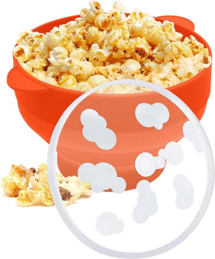 Siliconen Popcorn Maker Opvouwbare Kom Filmavond Thuis Magnetron Geschikt 24x20x6 cm Oranje