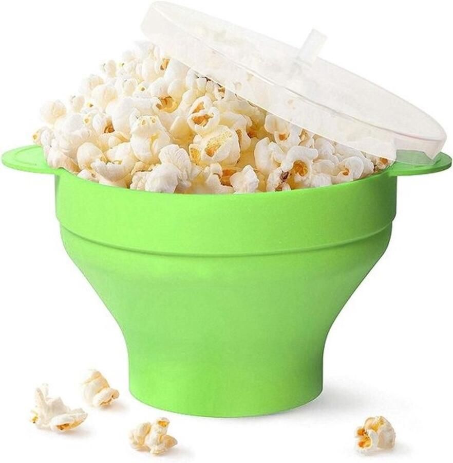 Siliconen Popcorn Popper Keuken Grote Magnetron Popcorn Maker Magnetron Opvouwbare Kom Met Deksel Vaatwasmachinebestendig DIY Popcorn Maker Kom voor Thuis Keuken (Met