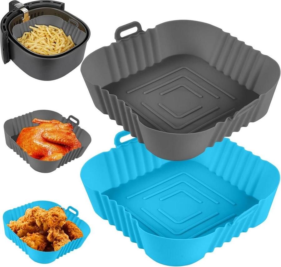 Siliconen pot 2 stuks 78 inch Airfryer Liners Supersoft Herbruikbaar Blauwgrijs