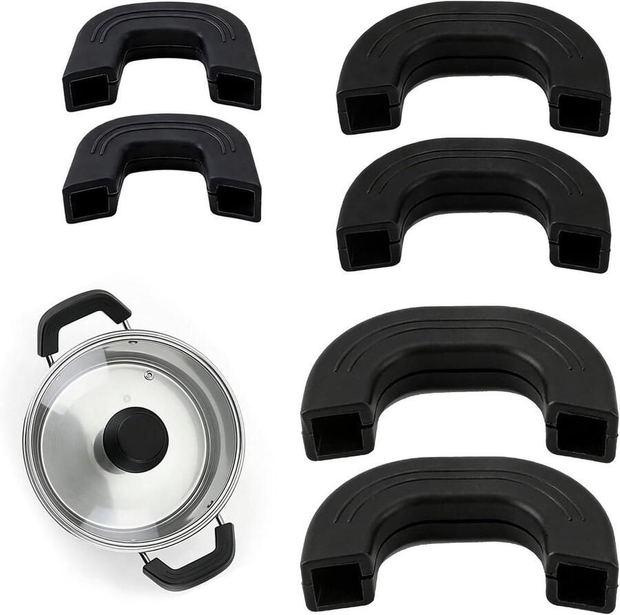 Siliconen Pothandgrepen Pangreep Hoezen Veilig Koken Antislip Secure Grip 3 Maten Zwart - Foto 1