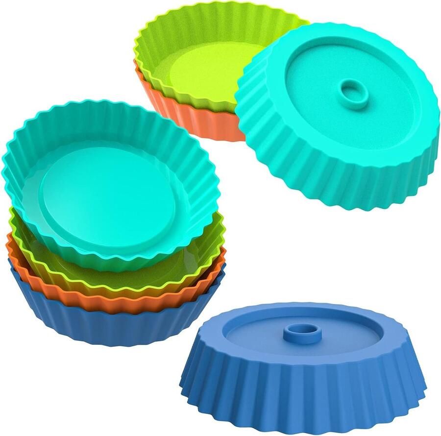 Siliconen Quichevormen van 12 7 cm Set van 8 Mini Cake Mallen voor Taart en Gebak
