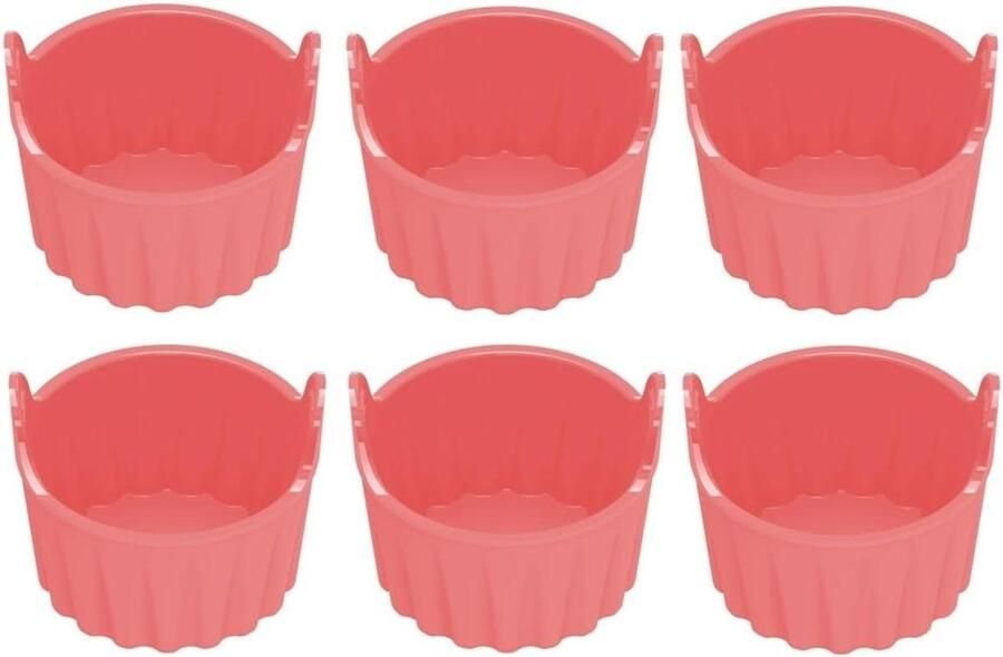 Siliconen Ramekins Bakvormpjes Muffin Houder Bakken in Airfryer Hittebestendig Antiaanbak 6 stuks Lichtrood