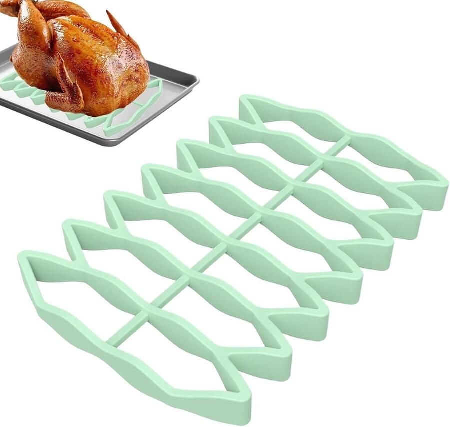 Siliconen Roosterplaat Bakplaat Steamer Gelijkmatig Koken Verhoogd Ontwerp 23 x 15.6 cm Lichtgroen
