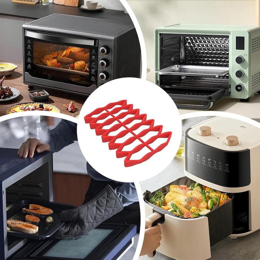 Siliconen Roosterrek Bakplaat Gelijkmatig Koken Draing Olie 23 x 15.6 x 2 cm Rood