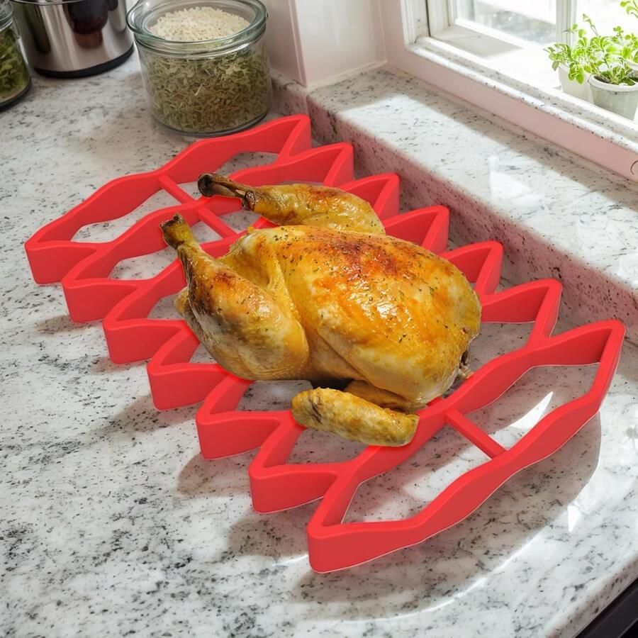 Siliconen Roosterrek Keukenrek Gezond Koken Hittebestendig 23 x 15.6 cm Rood