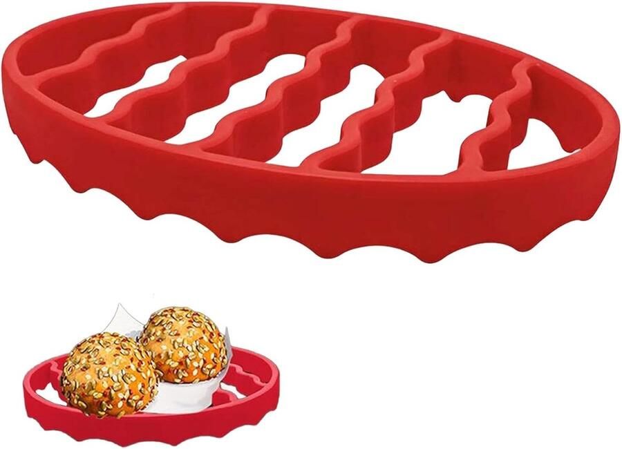 Siliconen roosterrek Kookrek bakrek Gezonder koken Vetafvoer ontwerp 21.7 cm diameter Rood