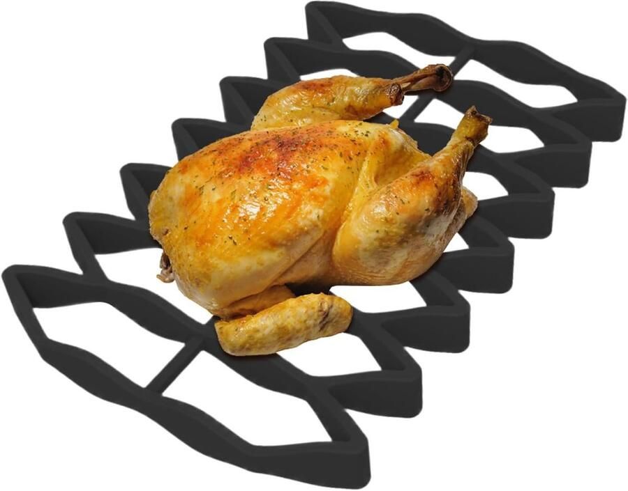 Oven Rooster Bakrek Keuken Gelijkmatig Bakken Hittebestendig Siliconen 23 x 15.6 cm Zwart