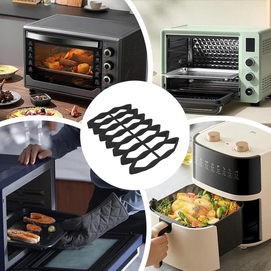 Siliconen roosterrek Oven rek Gelijkmatig bakken Hittebestendig materiaal 23 x 15 cm Zwart
