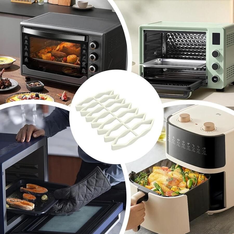 Siliconen roosterrek Oven rek Gezond koken Hoge temperatuur weerstand 23x15.6x2 cm Beige