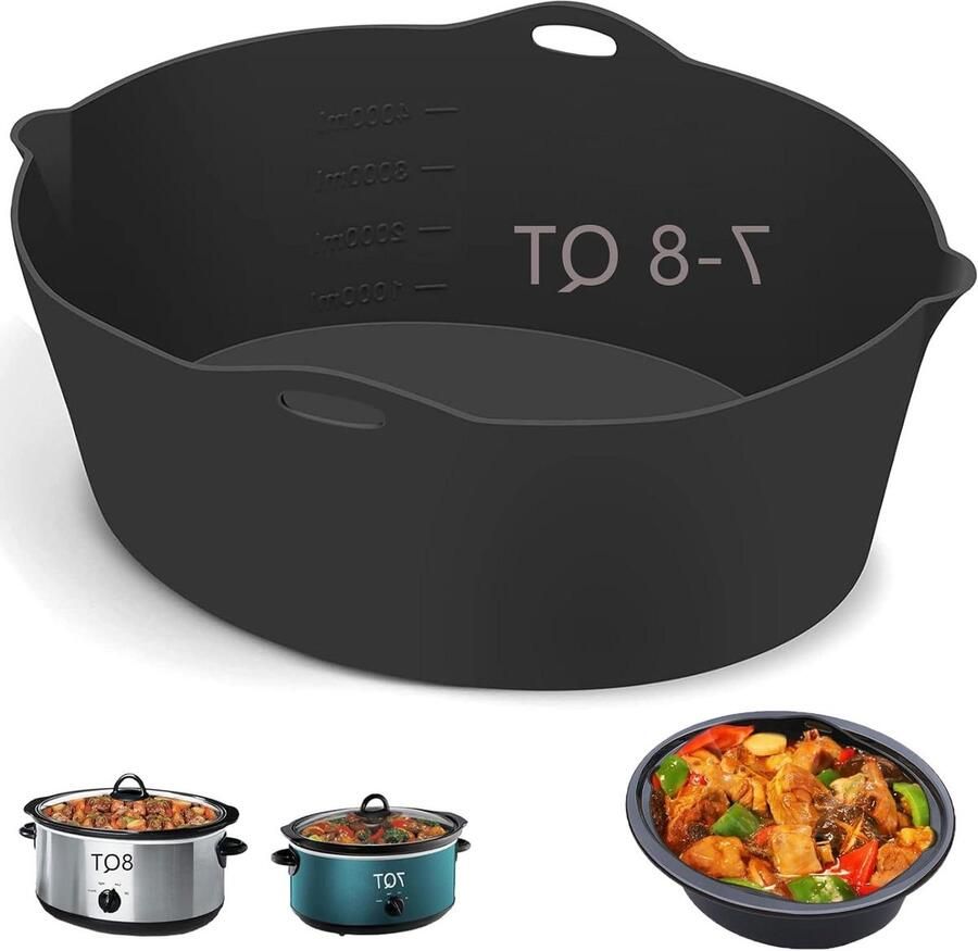 Siliconen Slowcooker Voeringen Herbruikbare Crockpot Liners Koken en bakken Beschermt keramische potten 7-8 liter Grijs